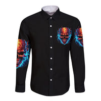 Thunder Skull Long Sleeve Button Shirt I Can't Go To Hell Devil Restrainning Order Against Me - Wonder Print Shop