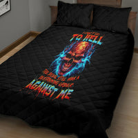 Thunder Skull Quilt Bed Set I Can't Go To Hell Devil Restrainning Order Against Me - Wonder Print Shop