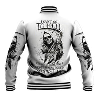 Skull Reaper Baseball Jacket I Can't Go To Hell Devil Restrainning Order Against Me - Wonder Print Shop
