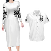 Skull Reaper Couples Matching Long Sleeve Bodycon Dress and Hawaiian Shirt I Can't Go To Hell Devil Restrainning Order Against Me - Wonder Print Shop