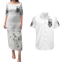 Skull Reaper Couples Matching Puletasi Dress and Hawaiian Shirt I Can't Go To Hell Devil Restrainning Order Against Me - Wonder Print Shop