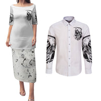Skull Reaper Couples Matching Puletasi Dress and Long Sleeve Button Shirts I Can't Go To Hell Devil Restrainning Order Against Me - Wonder Print Shop