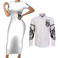 Skull Reaper Couples Matching Short Sleeve Bodycon Dress and Long Sleeve Button Shirts I Can't Go To Hell Devil Restrainning Order Against Me - Wonder Print Shop