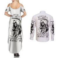 Skull Reaper Couples Matching Summer Maxi Dress and Long Sleeve Button Shirts I Can't Go To Hell Devil Restrainning Order Against Me - Wonder Print Shop