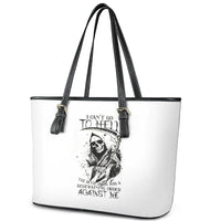 Skull Reaper Leather Tote Bag I Can't Go To Hell Devil Restrainning Order Against Me - Wonder Print Shop