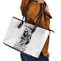 Skull Reaper Leather Tote Bag I Can't Go To Hell Devil Restrainning Order Against Me - Wonder Print Shop