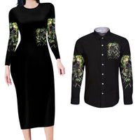 Skull Reaper Couples Matching Long Sleeve Bodycon Dress and Long Sleeve Button Shirts I Going To Hell Just Pick You Up - Wonder Print Shop