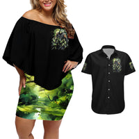 Skull Reaper Couples Matching Off Shoulder Short Dress and Hawaiian Shirt I Going To Hell Just Pick You Up - Wonder Print Shop