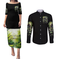 Skull Reaper Couples Matching Puletasi Dress and Long Sleeve Button Shirts I Going To Hell Just Pick You Up - Wonder Print Shop