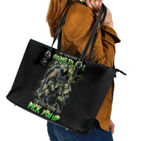 Skull Reaper Leather Tote Bag I Going To Hell Just Pick You Up - Wonder Print Shop