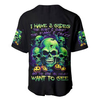 Skull Pumpkin Baseball Jersey I Have Three Side Quite Funny And Side You Never Want - Wonder Print Shop