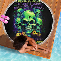 Skull Pumpkin Beach Blanket I Have Three Side Quite Funny And Side You Never Want - Wonder Print Shop