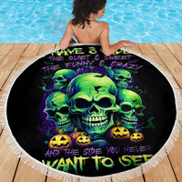 Skull Pumpkin Beach Blanket I Have Three Side Quite Funny And Side You Never Want - Wonder Print Shop