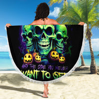 Skull Pumpkin Beach Blanket I Have Three Side Quite Funny And Side You Never Want - Wonder Print Shop