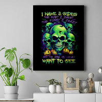 Skull Pumpkin Canvas Wall Art I Have Three Side Quite Funny And Side You Never Want - Wonder Print Shop