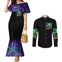 Skull Pumpkin Couples Matching Mermaid Dress and Long Sleeve Button Shirts I Have Three Side Quite Funny And Side You Never Want DT01