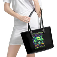 Skull Pumpkin Leather Tote Bag I Have Three Side Quite Funny And Side You Never Want - Wonder Print Shop