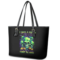 Skull Pumpkin Leather Tote Bag I Have Three Side Quite Funny And Side You Never Want - Wonder Print Shop