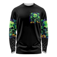 Skull Pumpkin Long Sleeve Shirt I Have Three Side Quite Funny And Side You Never Want - Wonder Print Shop