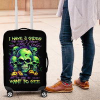 Skull Pumpkin Luggage Cover I Have Three Side Quite Funny And Side You Never Want - Wonder Print Shop