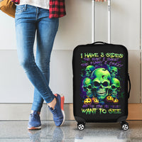 Skull Pumpkin Luggage Cover I Have Three Side Quite Funny And Side You Never Want - Wonder Print Shop