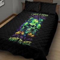 Skull Pumpkin Quilt Bed Set I Have Three Side Quite Funny And Side You Never Want - Wonder Print Shop