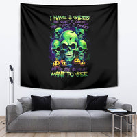 Skull Pumpkin Tapestry I Have Three Side Quite Funny And Side You Never Want - Wonder Print Shop