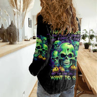 Flower Skull Women Casual Shirt Don't Try To Figured Me Out I Special Kind Fire Flower - Wonder Print Shop
