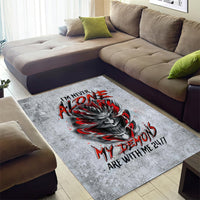 Devil Skull Area Rug I Never Alone My Demon With Me 24/7 - Wonder Print Shop