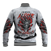 Devil Skull Baseball Jacket I Never Alone My Demon With Me 24/7 - Wonder Print Shop