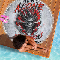 Devil Skull Beach Blanket I Never Alone My Demon With Me 24/7 - Wonder Print Shop
