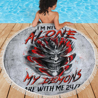 Devil Skull Beach Blanket I Never Alone My Demon With Me 24/7 - Wonder Print Shop