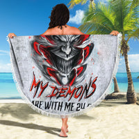 Devil Skull Beach Blanket I Never Alone My Demon With Me 24/7 - Wonder Print Shop