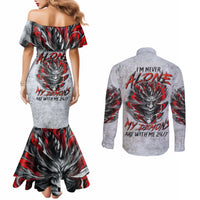 Devil Skull Couples Matching Mermaid Dress and Long Sleeve Button Shirts I Never Alone My Demon With Me 24/7 DT01