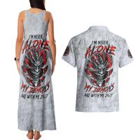 Devil Skull Couples Matching Tank Maxi Dress and Hawaiian Shirt I Never Alone My Demon With Me 24/7 - Wonder Print Shop