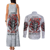 Devil Skull Couples Matching Tank Maxi Dress and Long Sleeve Button Shirts I Never Alone My Demon With Me 24/7 - Wonder Print Shop