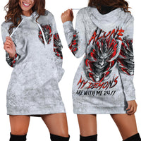 Devil Skull Hoodie Dress I Never Alone My Demon With Me 24/7 - Wonder Print Shop