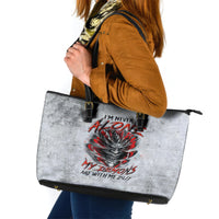 Devil Skull Leather Tote Bag I Never Alone My Demon With Me 24/7 - Wonder Print Shop