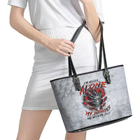 Devil Skull Leather Tote Bag I Never Alone My Demon With Me 24/7 - Wonder Print Shop