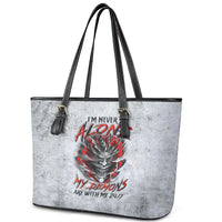 Devil Skull Leather Tote Bag I Never Alone My Demon With Me 24/7 - Wonder Print Shop