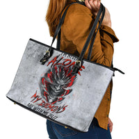 Devil Skull Leather Tote Bag I Never Alone My Demon With Me 24/7 - Wonder Print Shop