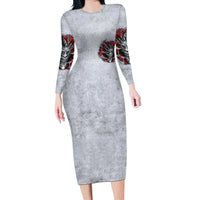 Devil Skull Long Sleeve Bodycon Dress I Never Alone My Demon With Me 24/7 - Wonder Print Shop