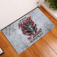 Devil Skull Rubber Doormat I Never Alone My Demon With Me 24/7 - Wonder Print Shop