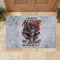 Devil Skull Rubber Doormat I Never Alone My Demon With Me 24/7 - Wonder Print Shop