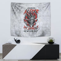 Devil Skull Tapestry I Never Alone My Demon With Me 24/7 - Wonder Print Shop