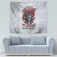 Devil Skull Tapestry I Never Alone My Demon With Me 24/7 - Wonder Print Shop