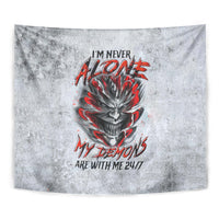 Devil Skull Tapestry I Never Alone My Demon With Me 24/7 - Wonder Print Shop