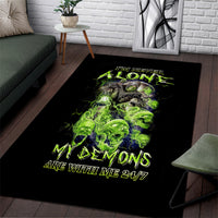 Death Skull Area Rug I Never Alone My Demon With Me 24/7 - Wonder Print Shop