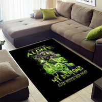 Death Skull Area Rug I Never Alone My Demon With Me 24/7 - Wonder Print Shop