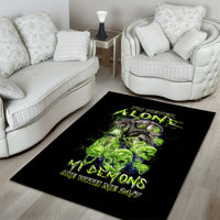 Death Skull Area Rug I Never Alone My Demon With Me 24/7 - Wonder Print Shop